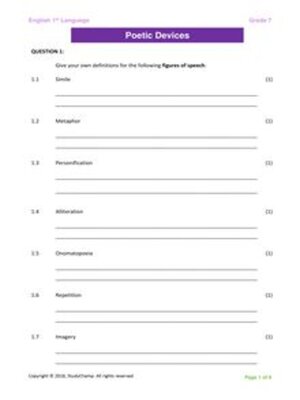 cover image of Grade 7 English: Poetic Devices & Figures of Speech
